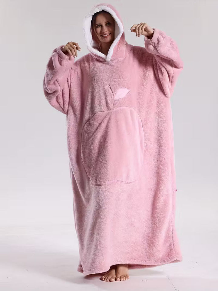 Warm unisex oversized hoodie blanket for snuggling & relaxation at home.