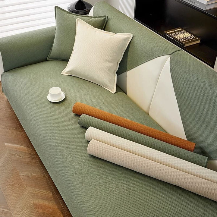 Non-slip sectional couch protector, pet-safe, machine washable, in a neutral color for home decor