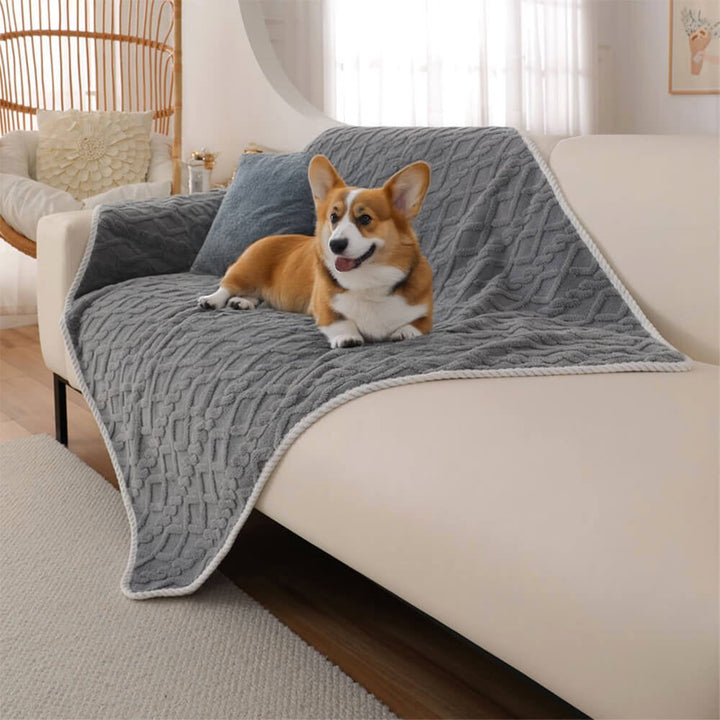 Waterproof soft fleece pet blanket for dogs, grey, cozy, easy clean pet accessory