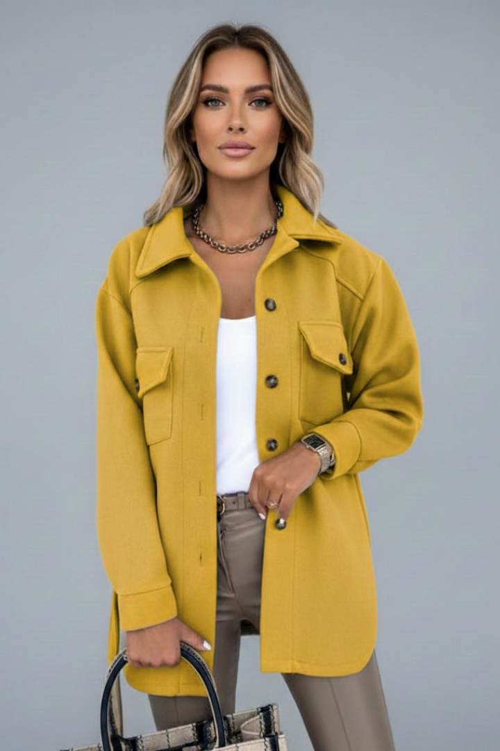 Women's versatile button-front shirt jacket, white, straight fit, a chic fashion top or layering.