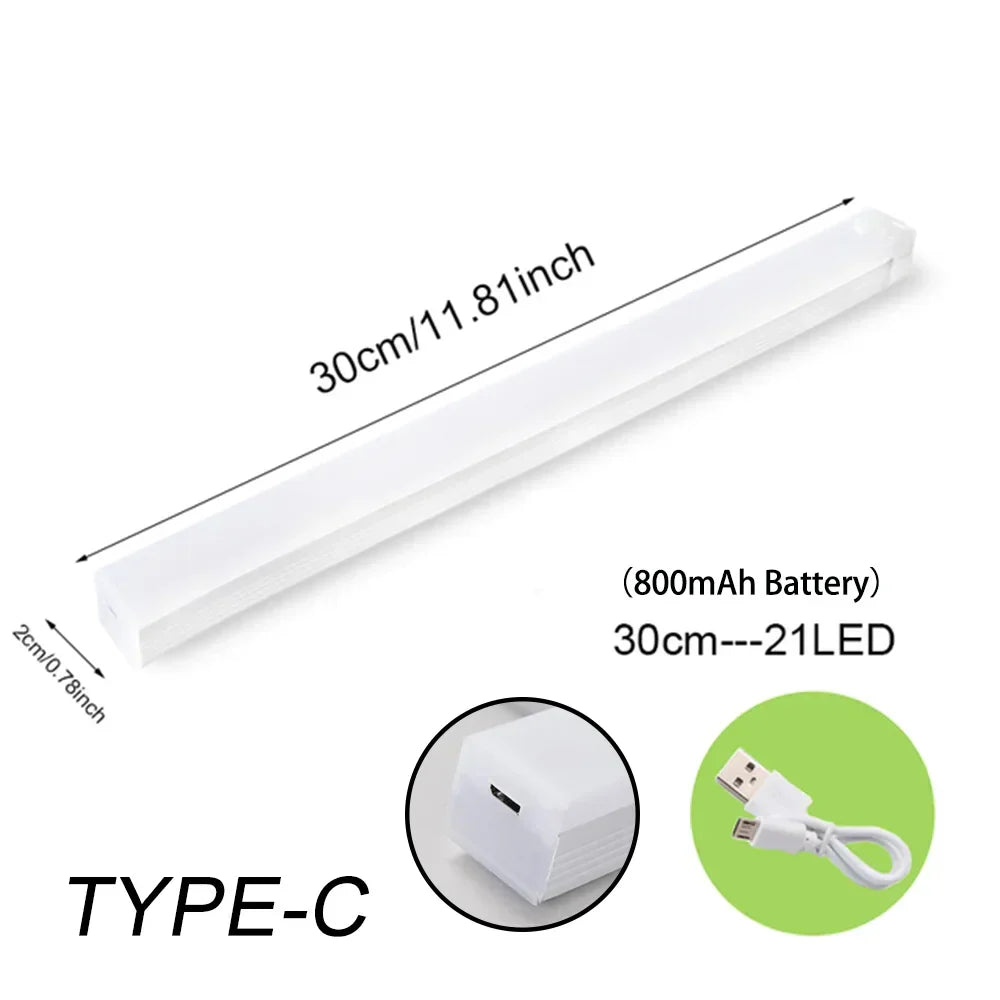 Portable wireless LED night light with a long-lasting rechargeable battery, ideal for versatile home lighting.