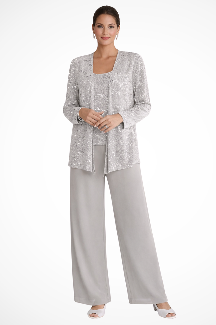 Women's 3-piece formal evening set, elegant flowing silhouette for special occasions.