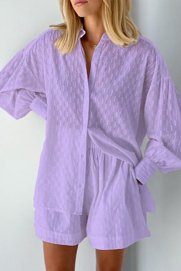 Effortless women's summer shirt and shorts set. Perfect for casual wear & travel.