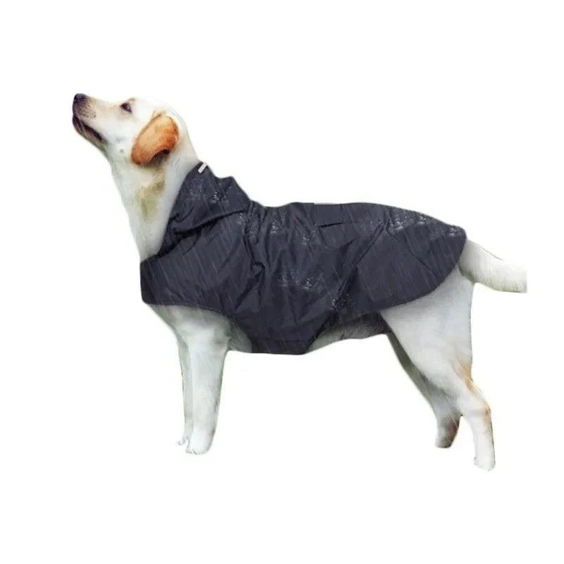 Yellow dog raincoat with reflective stripes, waterproof pet apparel for all-weather dog gear